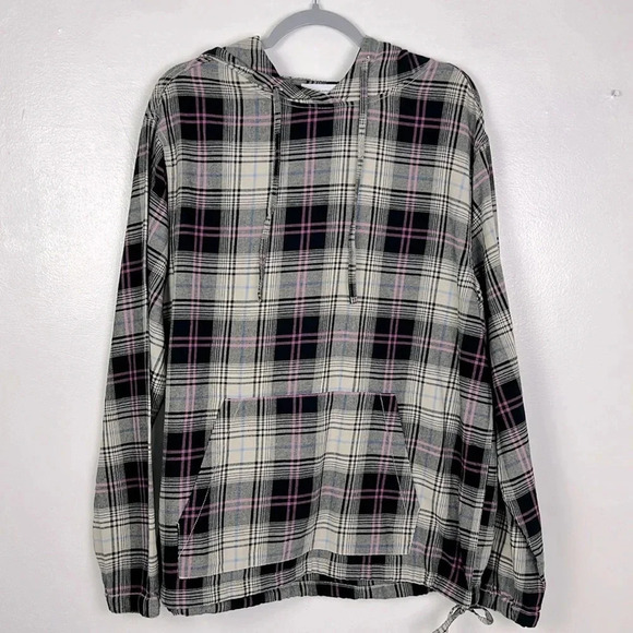 Urban Outfitters Mens Medium Hoodie Flannel Scotch Plaid Shirt - Picture 1 of 9